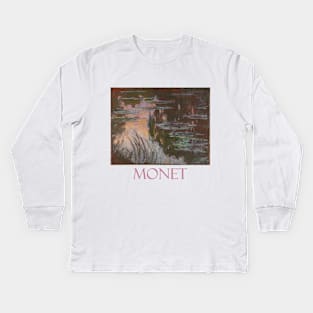 Water Lilies, Setting Sun by Claude Monet Kids Long Sleeve T-Shirt